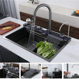 Fregador De Cocina Multifunción Nano Black Piano Switch 750X460x220mm Negro Plomo Fregadores Tinas De Cocina