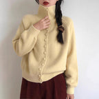 High-Neck Knitted Cardigan