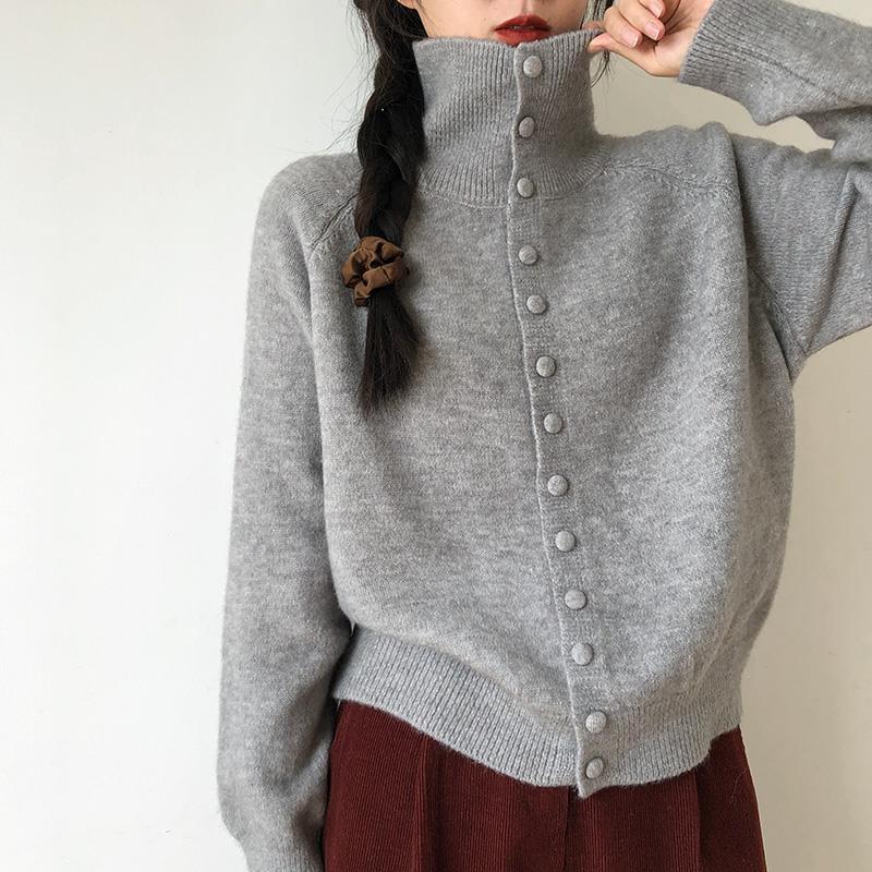 High-Neck Knitted Cardigan